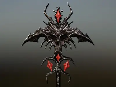 Demon Staff Game Ready LowPoly 26k Low-poly 3D model