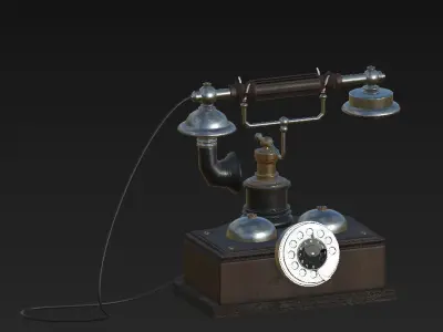 Antiquephone vintage telephone Low-poly 3D model
