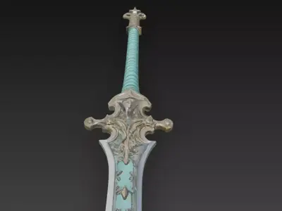 Celestine Aquablade - Low Poly Enchanted Fantasy Sword Low-poly 3D model