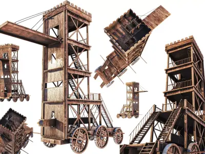 Siege Tower   Low-poly 3D model