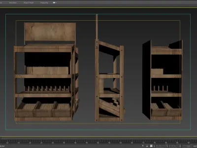 Shelf 3D model 1 wooden display stand with shelves 3D model