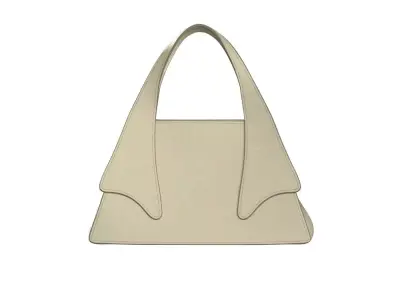Ivory Leather Tote Bag 3D model