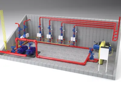 Fire-fighting pumping station 3D model