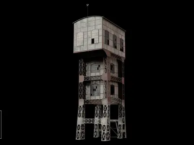 Coal Mine Shaft Tower - KWK Polska I Low-poly 3D model