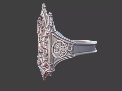 saint george gothic antique ring 3D print model