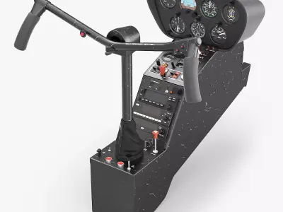 Helicopter Cockpit Console with Dual Cyclic Control Black 3D model