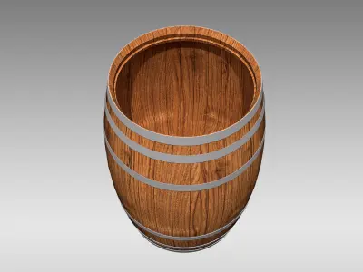 Wooden Barrel Low-poly 3D model 16