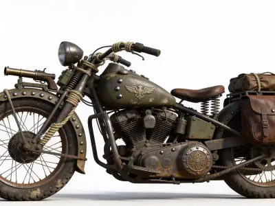 Military Frontier Combat Motorcycle 3D Model Low-poly 3D model