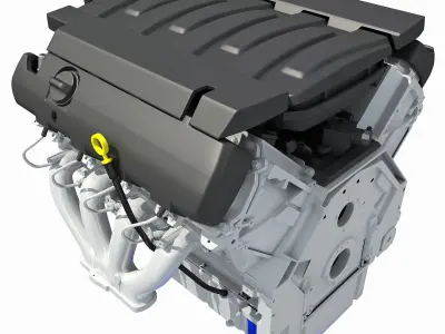 Lowpoly V8 Engine Low Poly 3D model