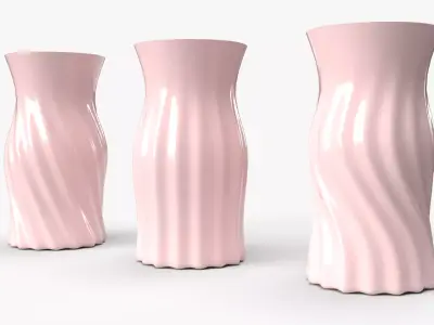 Realistic 3D pink coloured Vase set 3D print model
