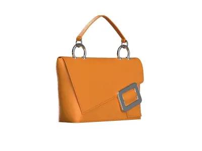Orange Leather Flap Bag 3D model