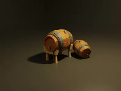 low poly 3d model barrel Low-poly 3D model
