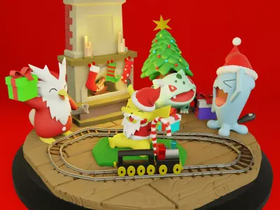 Pokemon pikachu Christmas diorama 3D print model