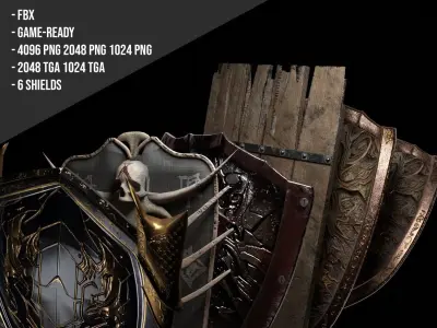 Shields Pack Free low-poly 3D model