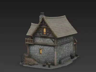 Medieval Blacksmith Shop  Game Ready House 3D model