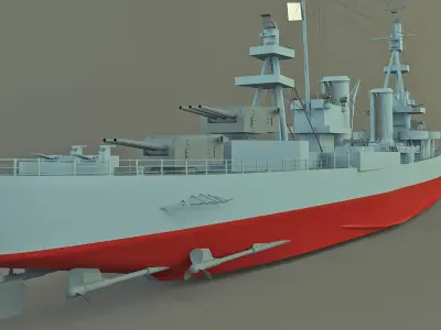 USS Pensacola CA-24 cruiser 1941 warship 3D model