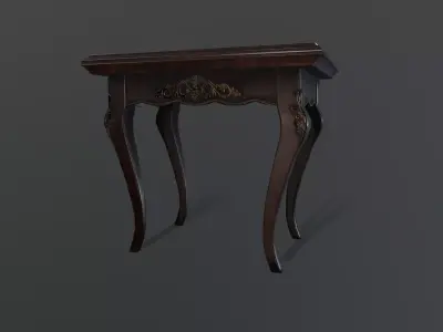 Antique 3D Side Table with Carvings Low-poly 3D model