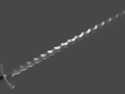 Flamberge sword with Falchion handle Low-poly 3D model