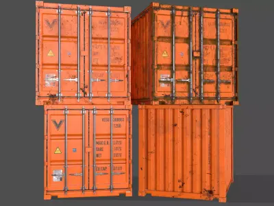 PBR 10 ft Storage Container - Orange Low-poly 3D model