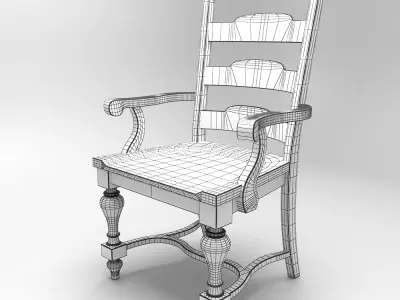 Solid Oak Armchair Low-poly 3D model