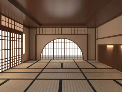 Japanese training dojo 2 Low-poly 3D model