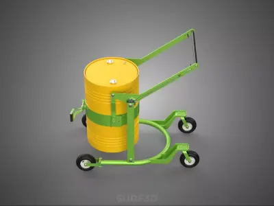 OIL DRUM BARREL TRANSPORT TROLLEY CARRIER LIFT CART DOLLY CADDY 3D model