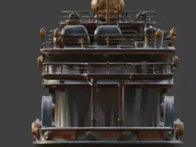 Steampunk Heavy Industrial Land-Ship 3D Model Low-poly 3D model