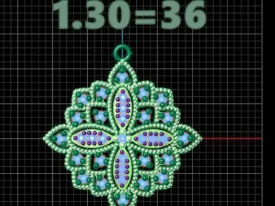Pendant antique gold with diamonds 3D print model