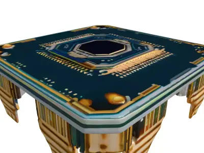 Futuristic Data Chip with Glowing Circuits 3D model