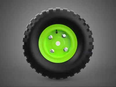 PNEUMATIC VALVE RUBBER WHEEL TIRE TYRE RIM HUB CART GRIP TROLLEY 3D model