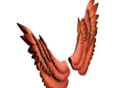 Fantasy Red Wing Low-poly 3D model