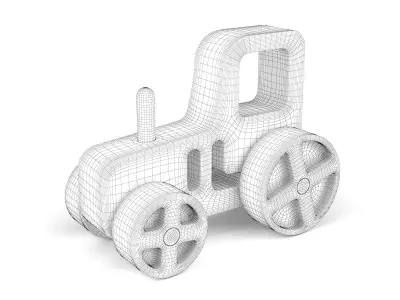 Wooden toy tractor 12 3D model