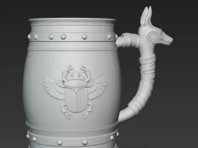 Scarab Cup Egyptian 3D Model STL File 3D print model