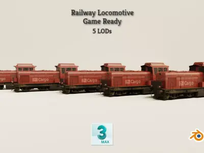 Railway Locomotive Low-poly 3D model