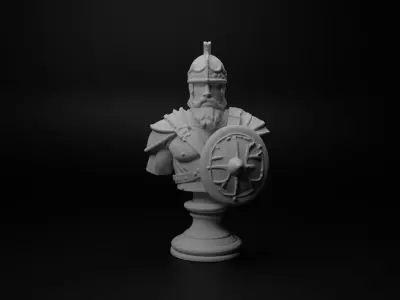 Shield Warrior Bust Chess 3D print model purchase