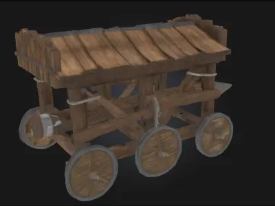 Battering Ram Cart  Siege Engine of Medieval Might 3D model