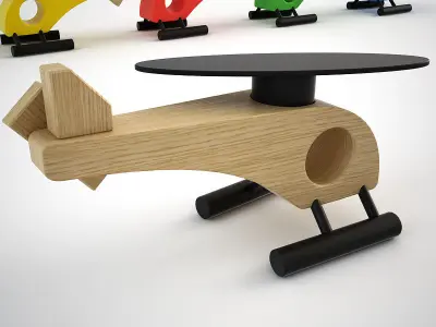 Wooden Helicopter Toy Set Low-poly 3D model