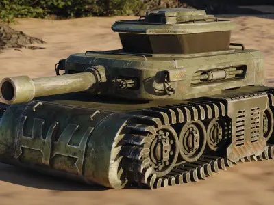 Low Poly Military Tank Game Asset Model with PBR Texture Low-poly 3D model