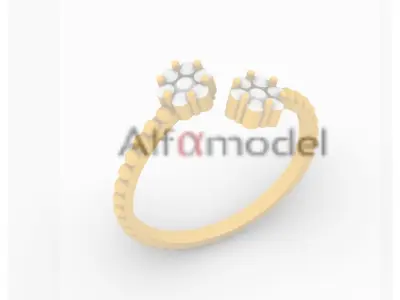 Antique Toi Et Moi Ring 3D print model
