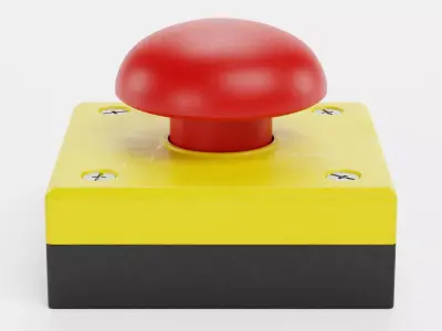 Emergency Button V1 - Stop Switch Industrial Safety Control 3D model