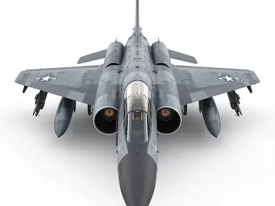 Twin Engine F4 Fighter Jet 3D Model Heavy Interceptor Low-poly 3D model