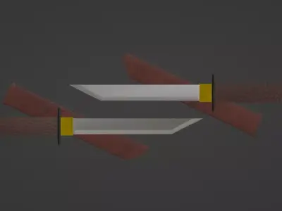 Twin Tanto Daggers Free low-poly 3D model