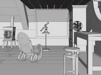 Vintage Attic Retreat Low-poly 3D model