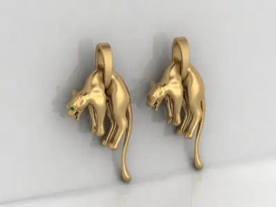 2 Panther Pendants With Stone And Plain models 3D Printable STL 3D print model