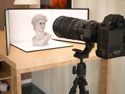 DSLR Cameras with Zoom on Tripod Collection 3D model