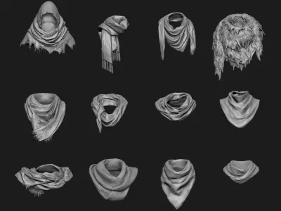 Scarfs for 3d Printable Characters Part 1 3D model