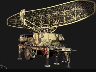 Low Poly PBR Sentinel Radar - Pulse Acquisition Radar  Low-poly 3D model