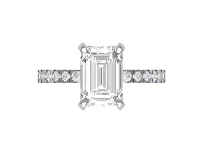 Emerald Solitaire Ring With Side Stone 3D print model purchase