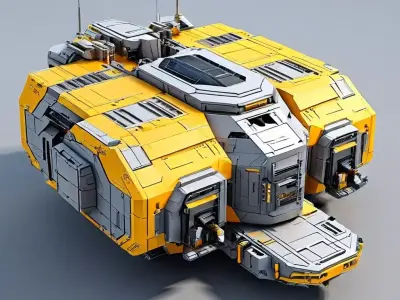 Scifi Cargo Shuttle Yellow Variant Low-poly 3D model