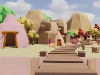 Scenic Village Landscape 3D model purchase